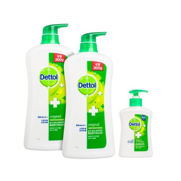 圖片 Dettol 滴露 衣物消毒劑 松⽊香味 2.3 L + 經典松⽊沐浴露 950 g 孖裝 優惠附贈品